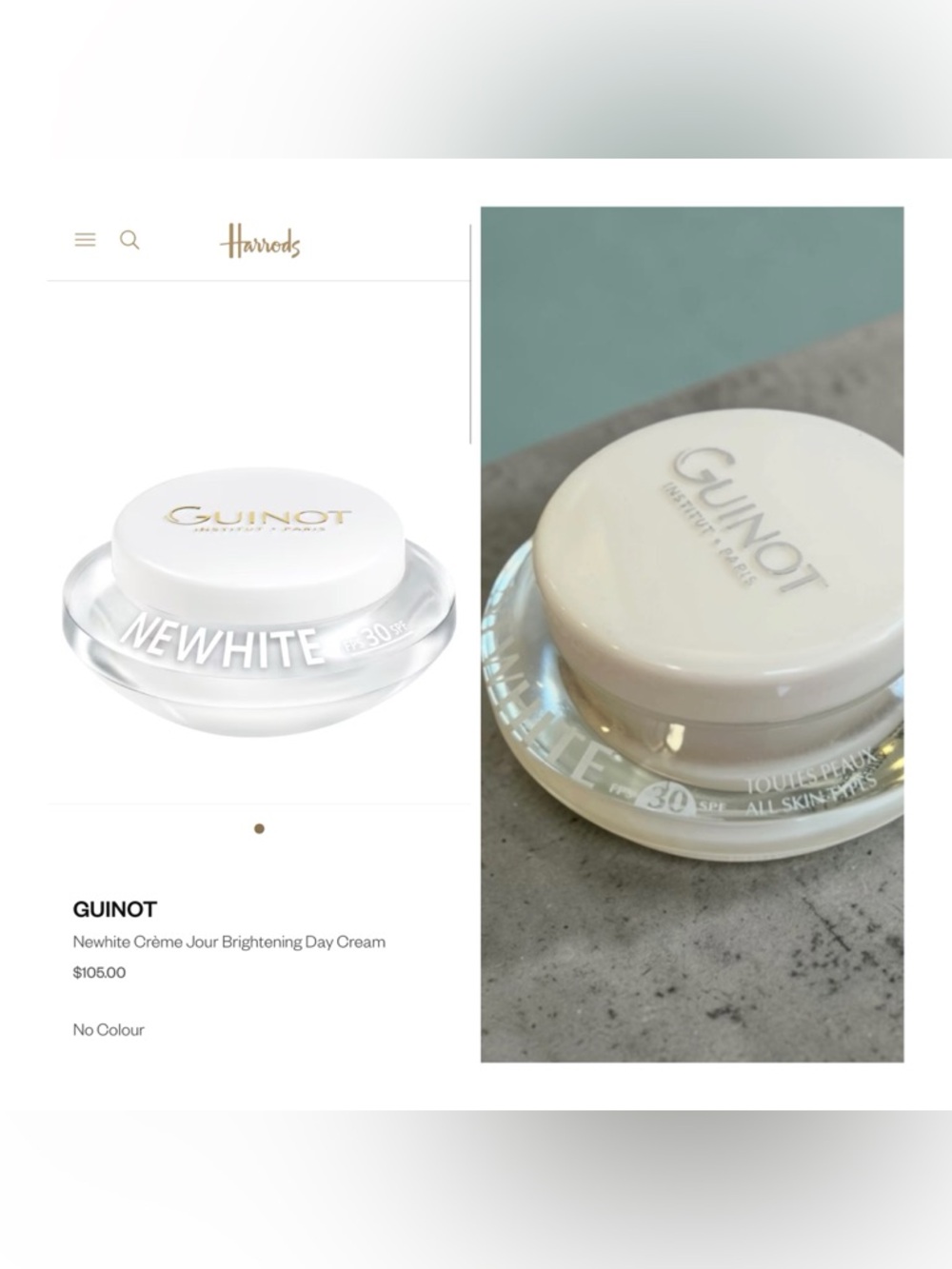 Guinot Newhite Crème Jour Brightening Day Cream SPF 30. MSRP$105